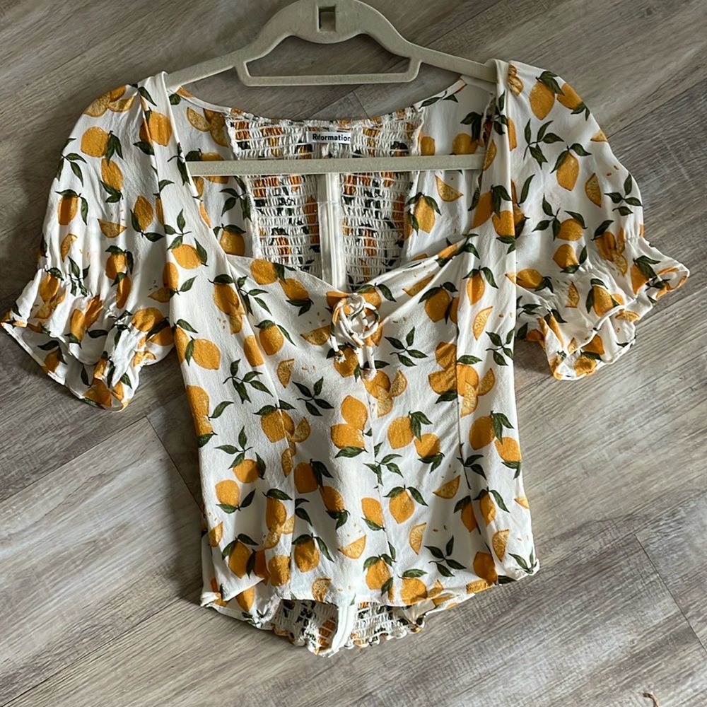 Reformation Lemon Blouse